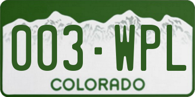CO license plate 003WPL