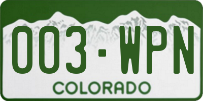 CO license plate 003WPN