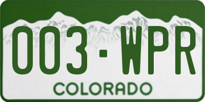 CO license plate 003WPR