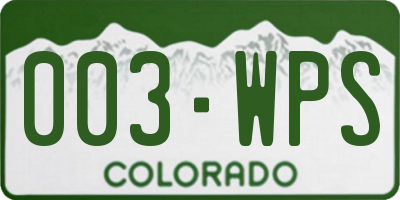 CO license plate 003WPS