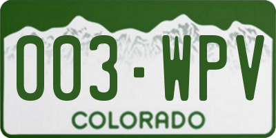 CO license plate 003WPV