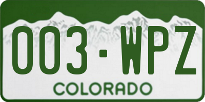 CO license plate 003WPZ