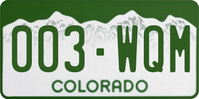 CO license plate 003WQM