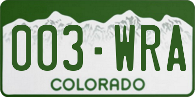 CO license plate 003WRA