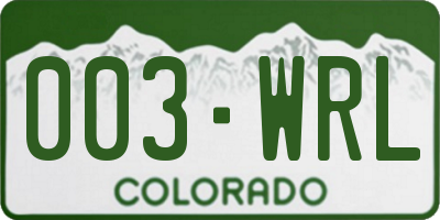 CO license plate 003WRL