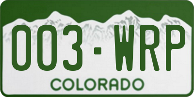 CO license plate 003WRP