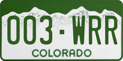 CO license plate 003WRR
