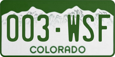 CO license plate 003WSF