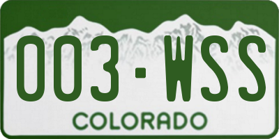CO license plate 003WSS