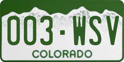 CO license plate 003WSV