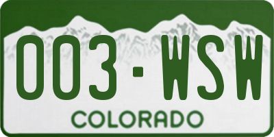 CO license plate 003WSW