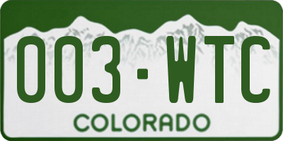 CO license plate 003WTC