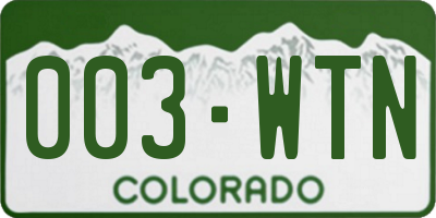 CO license plate 003WTN