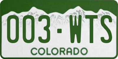 CO license plate 003WTS