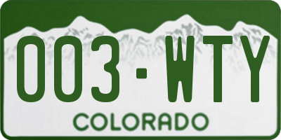 CO license plate 003WTY