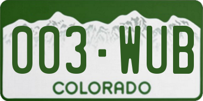 CO license plate 003WUB