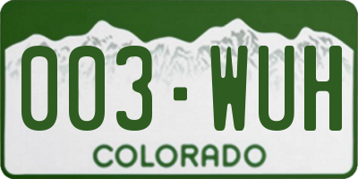 CO license plate 003WUH