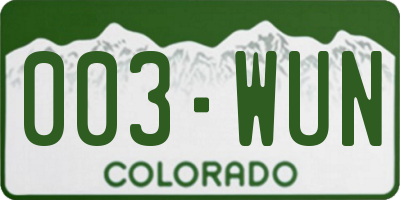 CO license plate 003WUN