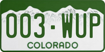 CO license plate 003WUP