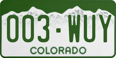 CO license plate 003WUY