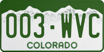 CO license plate 003WVC