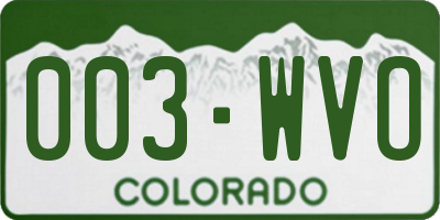 CO license plate 003WVO