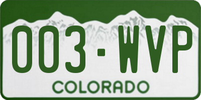 CO license plate 003WVP