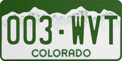 CO license plate 003WVT
