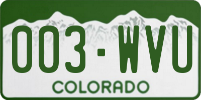 CO license plate 003WVU