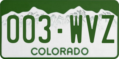 CO license plate 003WVZ