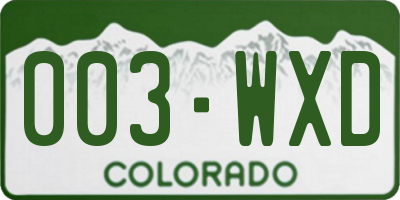 CO license plate 003WXD