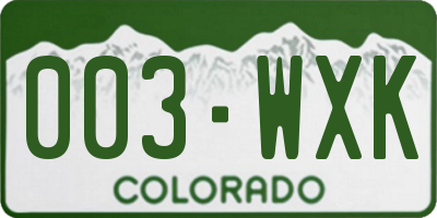 CO license plate 003WXK