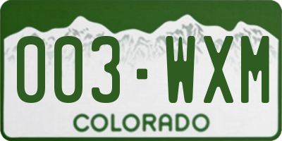 CO license plate 003WXM