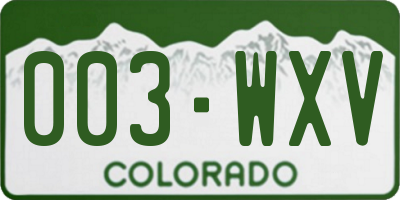 CO license plate 003WXV