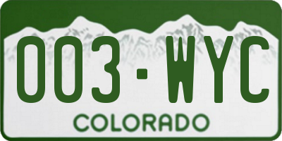 CO license plate 003WYC