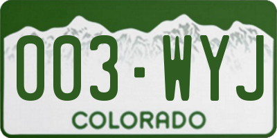 CO license plate 003WYJ