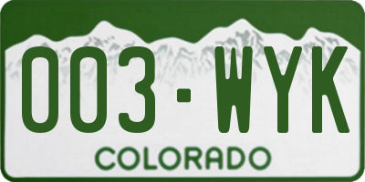 CO license plate 003WYK