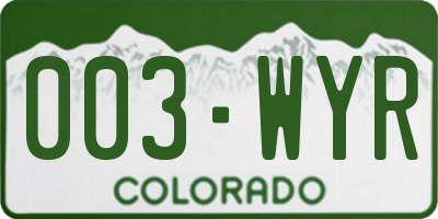 CO license plate 003WYR