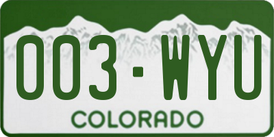 CO license plate 003WYU