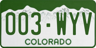 CO license plate 003WYV