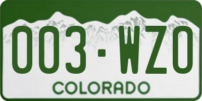CO license plate 003WZO