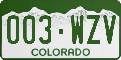 CO license plate 003WZV