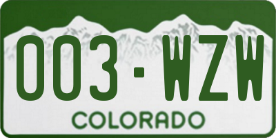 CO license plate 003WZW