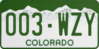 CO license plate 003WZY