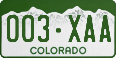 CO license plate 003XAA