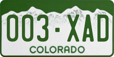 CO license plate 003XAD