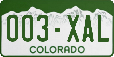 CO license plate 003XAL
