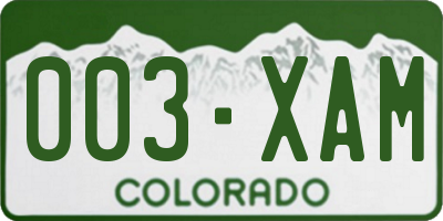 CO license plate 003XAM
