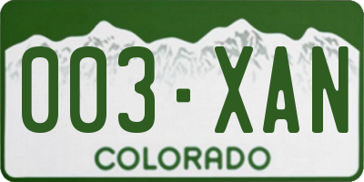 CO license plate 003XAN