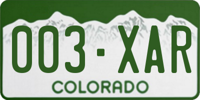 CO license plate 003XAR